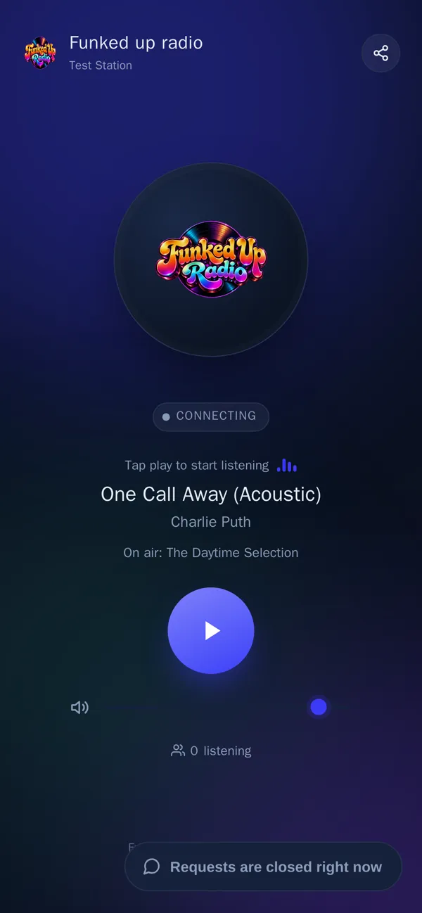 The station's web player on a phone